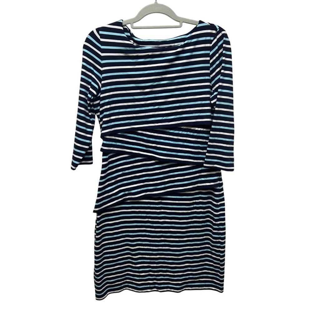 J.McLaughlin Womens Navy & Light Blue Striped Dress L